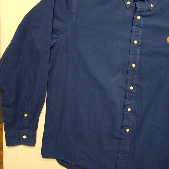 Ralph Lauren Polo Shirt Custom Fit Blue Button Down Long Sleeve XXL Mens - Picture 3 of 11